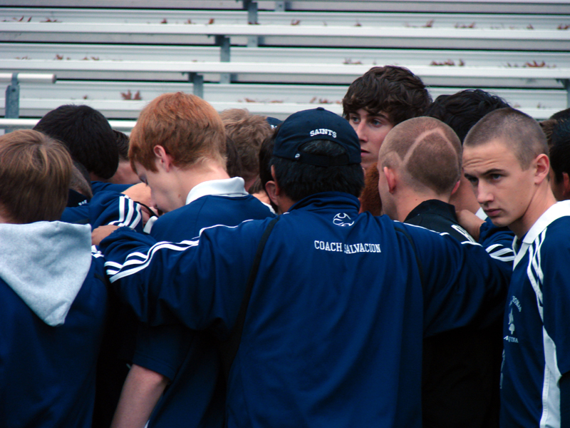 St. Thomas Soccer pregame huddle