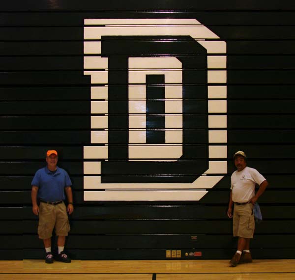 Scott Suleski & Dave Salvacion with 9' Dartmouth D logo