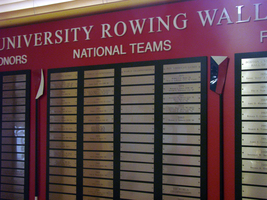 BU Rowing plaque close up