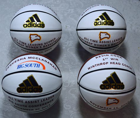 Custom Painted Basketballs for Winthrop Univerwsity by Sign Design & Sales