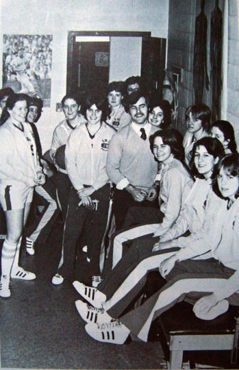 Scott Suleski with the 1981 St. Michael's Womens Basket Ball Team